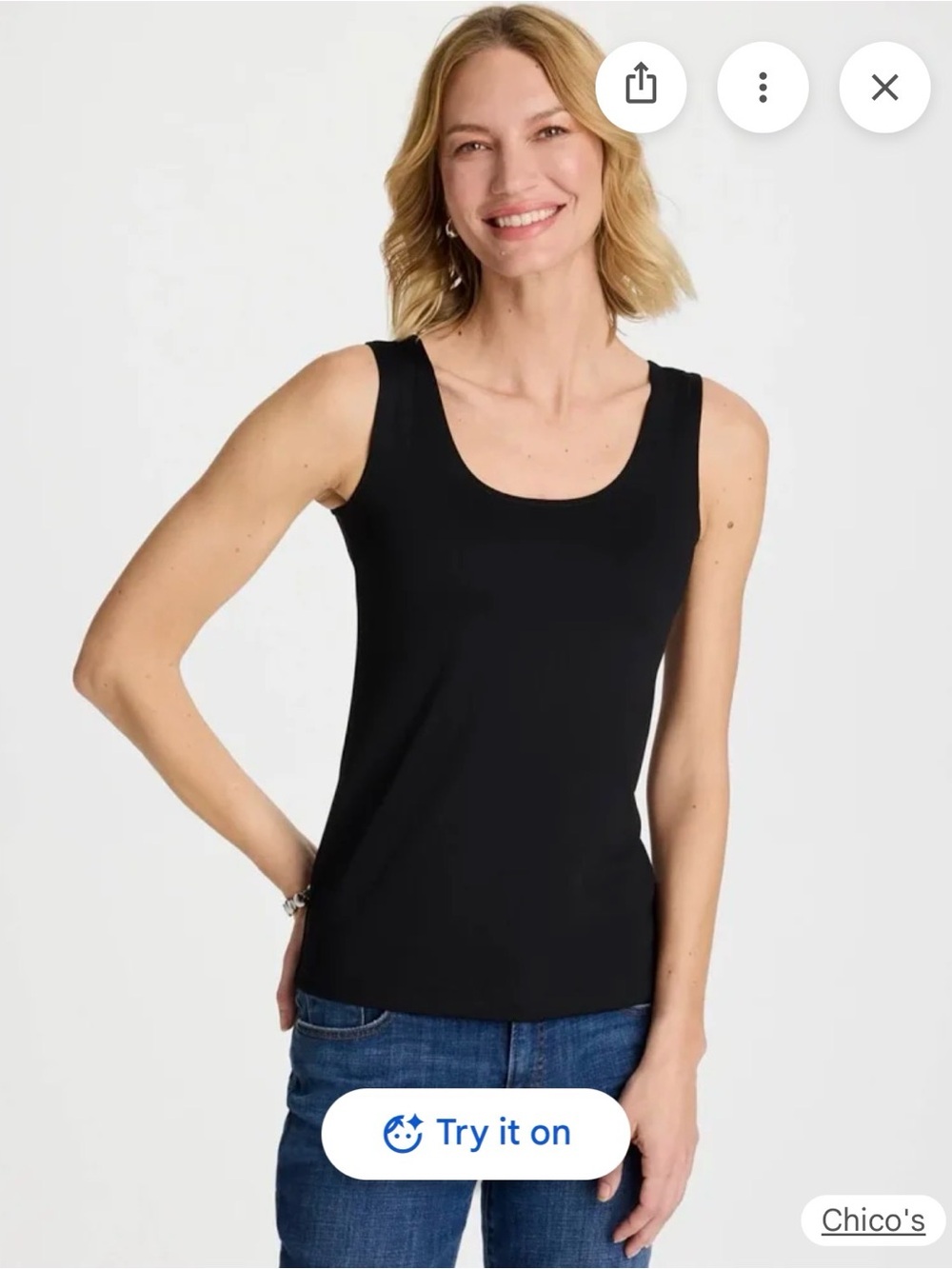 Chico’s Modal Spandex Blend Black Tank With Satin Trim Size 1 US Size 8/10